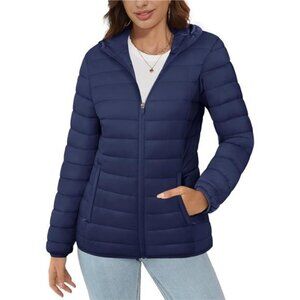 Women's Hooded Puffer Jacket Lightweight Quilted Padded Coat 4
